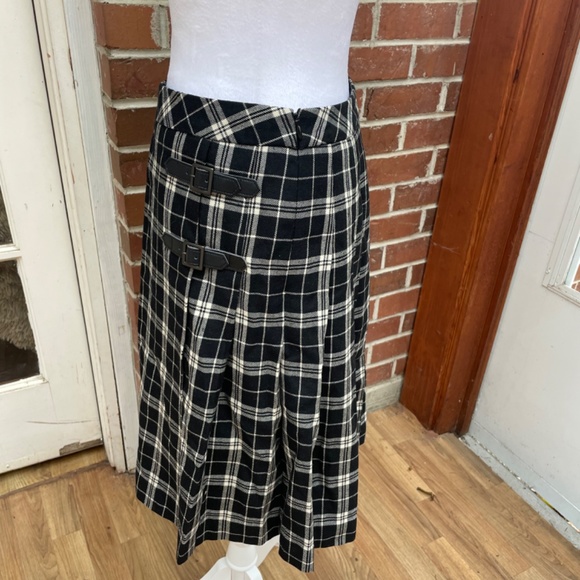 THE SCOTCH HOUSE wool tartan plaid pleated kilt midi A Line skirt 28 inch waist - Picture 3 of 4